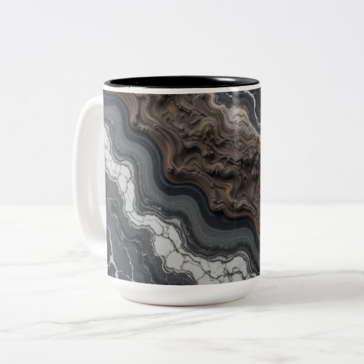 Black Marble Abstract Coffee Mug – Modern mug Zweifarbige Tasse (Vorderseite Links)