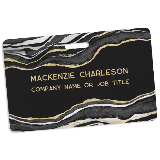 Black Marble Agate Geode Gold-Firmenname Ausweis