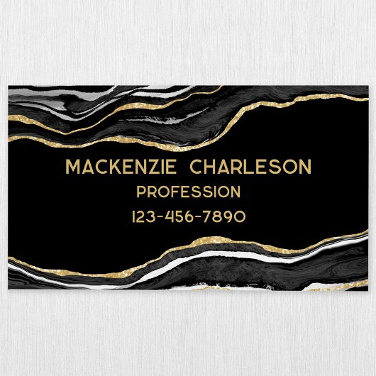 Black Marble Agate Geode Gold Glitzer Magnetische Visitenkarte