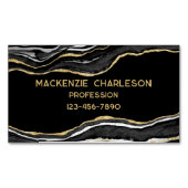Black Marble Agate Geode Gold Glitzer Magnetische Visitenkarte (Vorderseite)