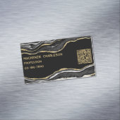 Black Marble Agate Geode Gold Glitzer QR Code Magnetische Visitenkarte (Beispiel)