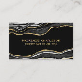 Black Marble Agate Geode Gold Glitzer QR Code Visitenkarte (Vorderseite)