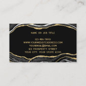 Black Marble Agate Geode Gold Glitzer Visitenkarte (Rückseite)
