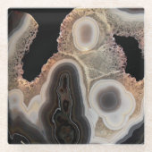 Black Marble Agate Geode Imitats Stone Untersetzer (Vorderseite)