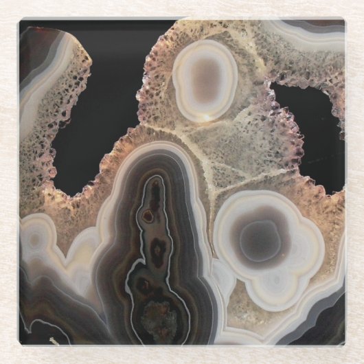 Black Marble Agate Geode Imitats Stone Untersetzer (Vorderseite)