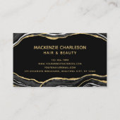 Black Marble Agate Gold Glitzer Business Card Visitenkarte (Rückseite)