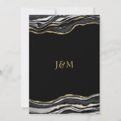 Black Marble Agate Gold Glitzer Elegante Hochzeit Einladung (Rückseite)