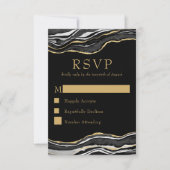 Black Marble Agate Gold Glitzer Elegante Hochzeit RSVP Karte (Vorderseite)