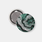 Black Marble Agate Gold Glitzer Magnet (Vorderseite/Rückseite)