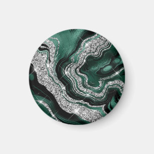 Black Marble Agate Gold Glitzer Magnet