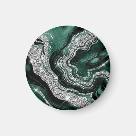 Black Marble Agate Gold Glitzer Magnet (Vorne)