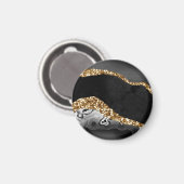 Black Marble Agate Gold Glitzer Magnet (Vorderseite/Rückseite)