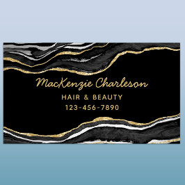 Black Marble Agate Gold Glitzer Magnetische Visitenkarte