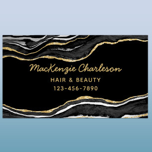 Black Marble Agate Gold Glitzer Magnetische Visitenkarte