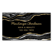 Black Marble Agate Gold Glitzer Magnetische Visitenkarte (Vorderseite)