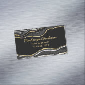 Black Marble Agate Gold Glitzer Magnetische Visitenkarte (Beispiel)