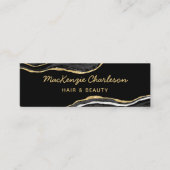 Black Marble Agate Gold Glitzer Mini Visitenkarte (Vorderseite)