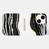 Black Marble Agate Gold Glitzer Personalisiert Case-Mate iPhone Hülle (Rückseite (Horizontal))