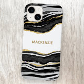 Black Marble Agate Gold Glitzer Personalisiert Case-Mate iPhone Hülle