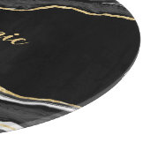 Black Marble Agate Gold Glitzer Personalisiert Schneidebrett (Ecke)