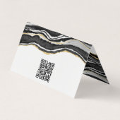 Black Marble Agate Gold Glitzer QR-Code Visitenkarten (Rückseite)