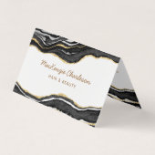 Black Marble Agate Gold Glitzer QR-Code Visitenkarten (Vorderseite)