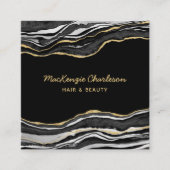 Black Marble Agate Gold Glitzer Quadratische Visitenkarte (Vorderseite)