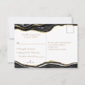 Black Marble Agate Gold Glitzer Wedding RSVP Karte (Rückseite)