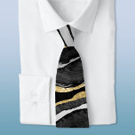 Black Marble Agate Gold Krawatte<br><div class="desc">Schwarzes Aquarell-Marmor mit goldenen Imitaten.</div>