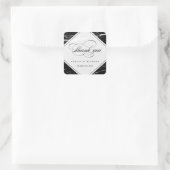 Black Marble Classy Typografie Danke Quadratischer Aufkleber (Tasche)