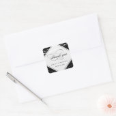 Black Marble Classy Typografie Danke Quadratischer Aufkleber (Umschlag)