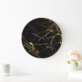 Black Marble Clock Große Wanduhr (Zuhause)