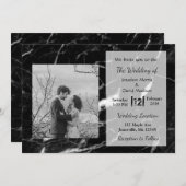 Black Marble Foto Hochzeitseinladungen Einladung (Vorne/Hinten)