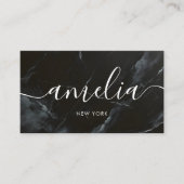 Black Marble Girly Social Media Script Visitenkarte (Vorderseite)