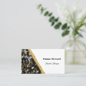 Black Marble Glam Gold & Glitzer Visitenkarte (Stehend Vorderseite)