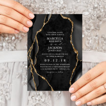 Black Marble Gold Agate Wedding