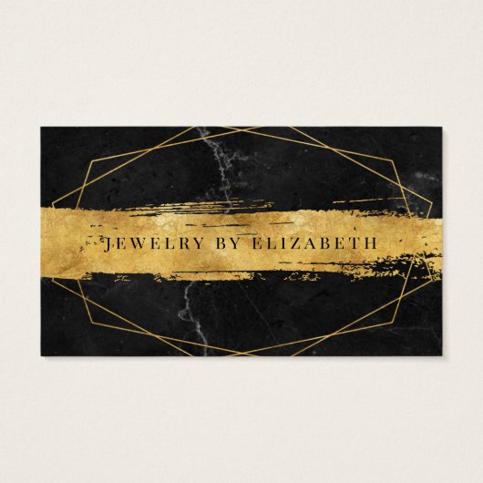 Black Marble Gold Brush Business Cards (Rückseite)
