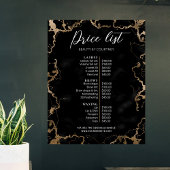 Black Marble & Gold Elegante Business-Preisliste Poster
