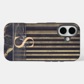 black marble gold glitter monogram Case-Mate iPhone hülle (Rückseite (Horizontal))