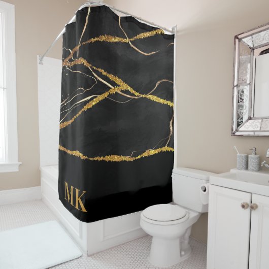 Black Marble Gold Glitzer Duschvorhang (Beispiel)