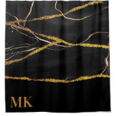 Black Marble Gold Glitzer Duschvorhang (Vorderseite)