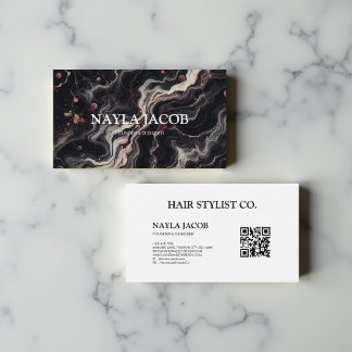 Black Marble Gold Glitzer & Elegante Haar Stylist Visitenkarte