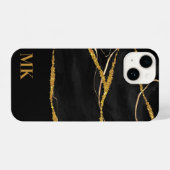 Black Marble Gold Glitzer iPhone Hülle (Rückseite (Horizontal))