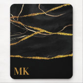 Black Marble Gold Glitzer Mousepad (Vorne)