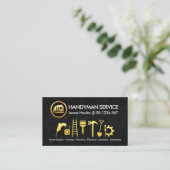 Black Marble Gold Handyman Tools Visitenkarte (Stehend Vorderseite)