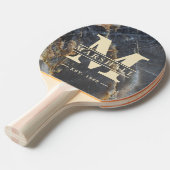 Black Marble & Gold Stone Monogram & Name Overlay Tischtennis Schläger (Vorderseite)