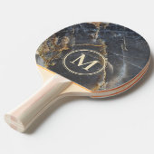 Black Marble & Gold Stone Stone Monogram Tischtennis Schläger (Vorderseite)