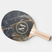 Black Marble & Gold Stone Stone Monogram Tischtennis Schläger (Seitenansicht)