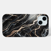Black Marble & Gold Veins Case-Mate iPhone Hülle (Rückseite (Horizontal))