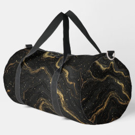 Black Marble Gold Veins Luxury Abstract Duffle Bag